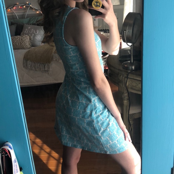 SOLD Counting Daisies Blue Orange Pattern Dress - Picture 5 of 6